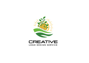 Farm Fields, eco Logo Template or Argo Fields Logo