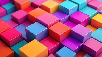 Obraz premium Multicolor boxes abstract background 3D render illustration. 
