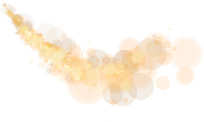 A luminous bokeh that gently shimmers with golden light. Light abstract glowing lights. Glowing bokeh effect isolated. Christmas background made of glowing dust. PNG.
