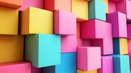 Obraz premium Multicolor boxes abstract background 3D render illustration. 