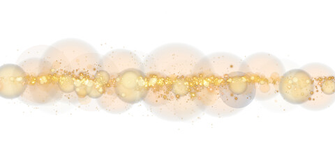 A luminous bokeh that gently shimmers with golden light. Light abstract glowing lights. Glowing bokeh effect isolated. Christmas background made of glowing dust. PNG.