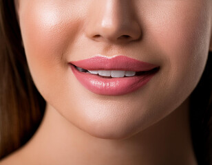 Naklejka premium Boca de mujer con piel perfecta sonriendo