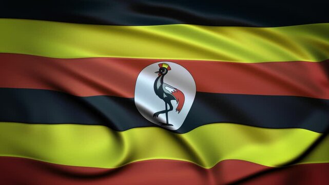 Seamless Loop Waving Silky Country Flag Uganda