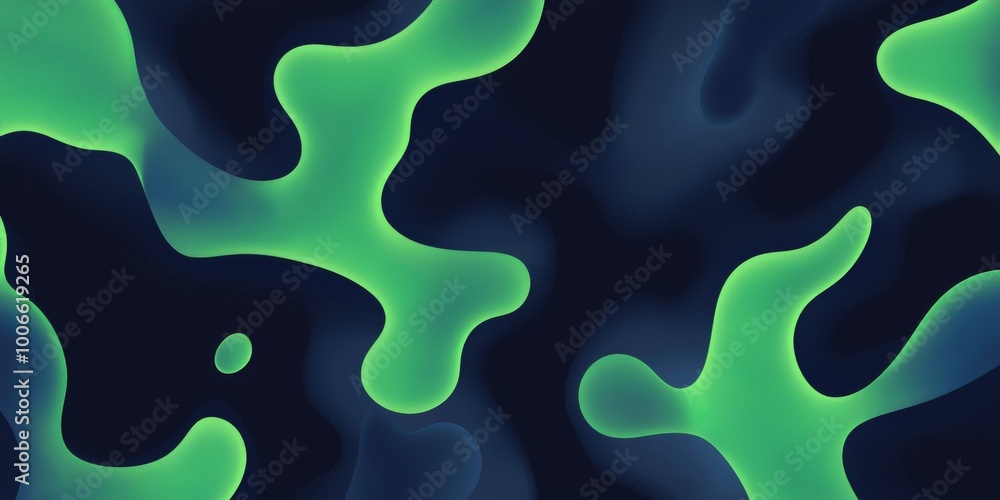 Poster abstract background with organic flowing shapes, featuring a gradient of green and blue hues, creati