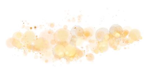 A luminous bokeh that gently shimmers with golden light. Light abstract glowing lights. Glowing bokeh effect isolated. Christmas background made of glowing dust. PNG.