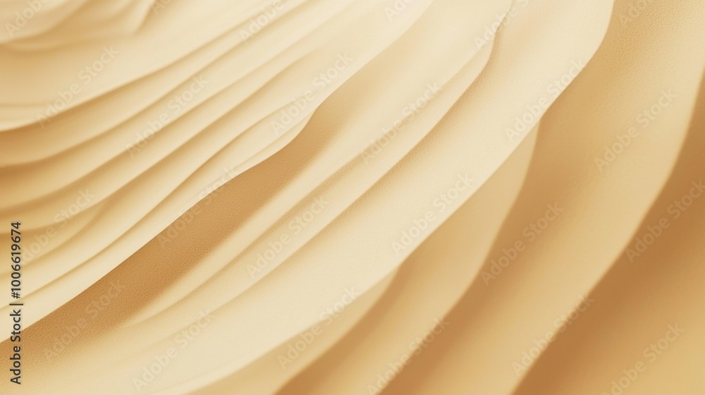 Poster beige fabric forms soft wavy shapes, creating an elegant textile design with delicate curves. flowin