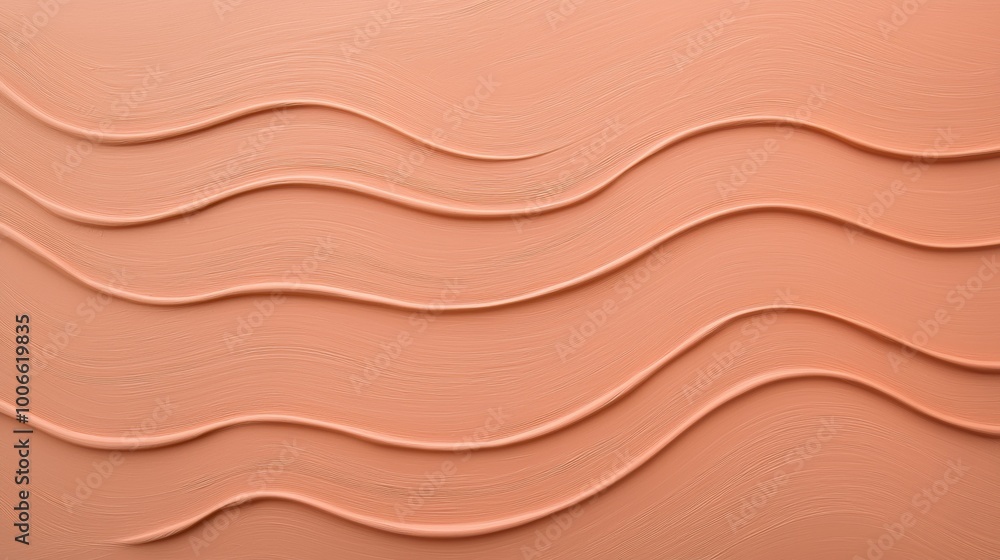 Poster liquid foundation makeup is forming wavy lines on a smooth surface, creating an abstract pattern. th
