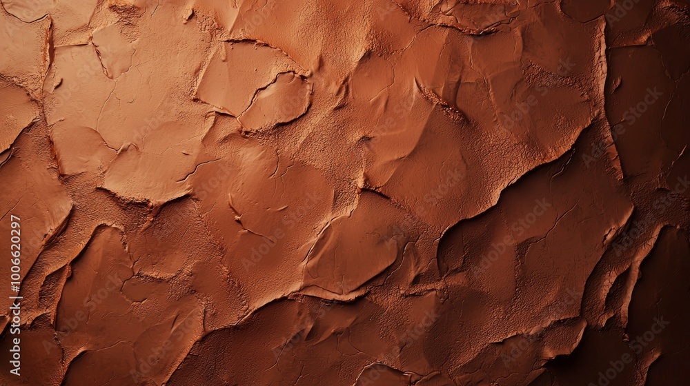 Aufkleber smoothed creamy clay mud mask creating abstract background with textured peaks and valleys in brown 