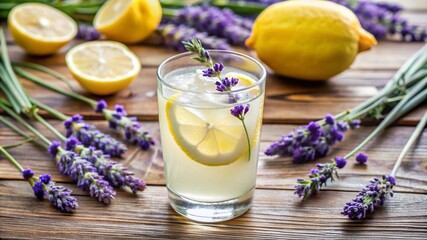 Refreshing lavender lemonade with fresh ingredients, summer drink concept.