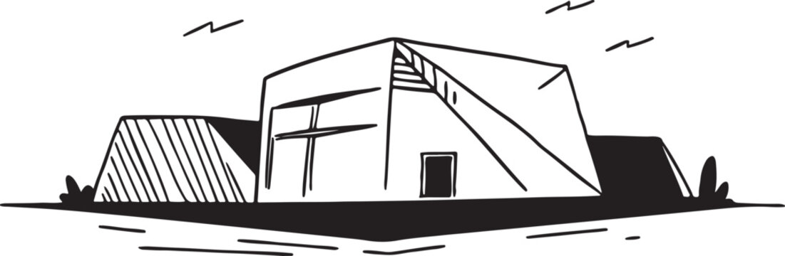 recommend clip art: Modern architect building line art silhouette 