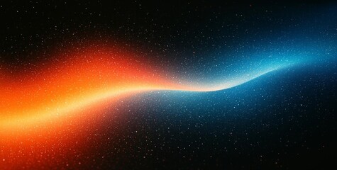 Obraz premium Hyber realistic photo of Vibrant rainbow, orange blue teal white psychedelic grainy gradient color flow wave on black background, music cover dance party poster design