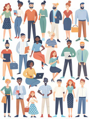 Seamless Flat Cartoon Support Group Background Design: Diverse Community Circles in Vector Illustration for Business Use