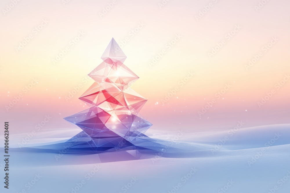 Poster minimalist christmas concept banner with sleek geometric shapes in cool tones abstract christmas tre