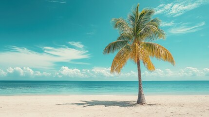Fototapeta premium Single Palm Tree on a Tropical Beach