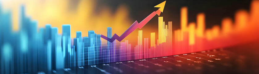 Upward Trending Chart and Arrow Icons Symbolizing Financial Growth - Vector Image for Infographics and Reports on Positive Business Performance