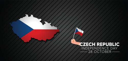 Czech Republic happy independence day flag map vector poster