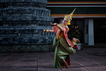 person in costume. Woman dancers in clothing. Woman in Traditional Costume of Thailand.