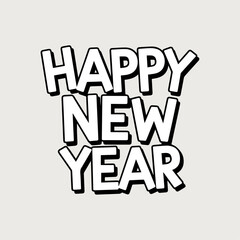 Happy new year text typography, New Year  text logo template with bold font written in vector design