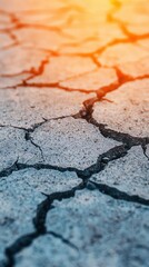 Obraz premium Heat rising from cracked pavement in an urban heat island, visualizing the environmental consequences of city design