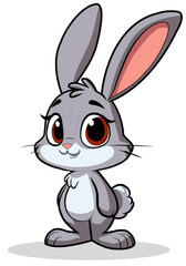 A cute cartoon rabbit with big, floppy ears, a round belly, and a cheerful expression. Its soft, white fur contrasts with pink inner ears and nose, giving it a playful and friendly appearance.