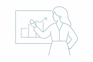 Vector Illustration of a Businesswoman Analyzing Financial Reports to Drive Growth
