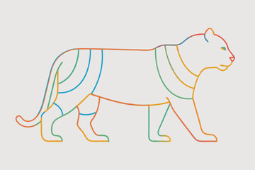 Elegant Minimal Tiger Outline Design for Vector Illustrations
