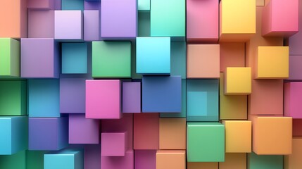 Obraz premium Multicolor boxes abstract background 3D render illustration. 