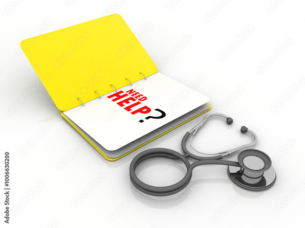 Poster 3d rendering folder with stethoscope