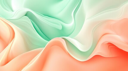 Obraz premium A dynamic abstract background in mint and peach with gradient shapes and soft edges, perfect for adding a fresh, modern feel.