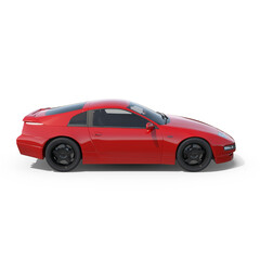 Fototapeta premium Car Red 3d on white background