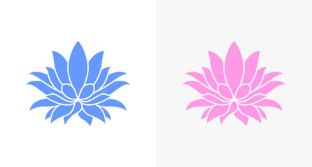 Blue and Pink Lotus Flower Vector Illustration. Lotus Icon