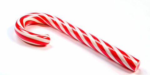 Fototapeta premium 3D Santa's Futuristic Candy Cane Concept: Close-Up of a Glowing Striped Candy Cane with Intricate Patterns on a White Background