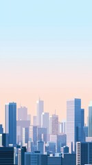 Obraz premium A stunning skyline silhouette at dusk, showcasing tall buildings against a pastel sky. Ideal for urban and travel themes.