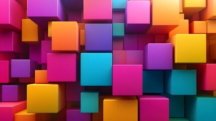 Obraz premium Multicolor boxes abstract background 3D render illustration. 