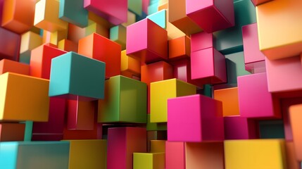 Obraz premium Multicolor boxes abstract background 3D render illustration. 