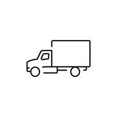 Delivery truck linear icon. Line customizable illustration. Contour symbol. Vector isolated outline drawing. Editable stroke