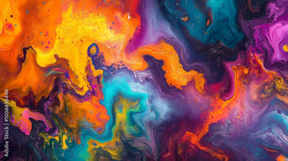 Poster a mesmerizing abstract artwork displaying swirling patterns of vibrant colors, creating a sense of m