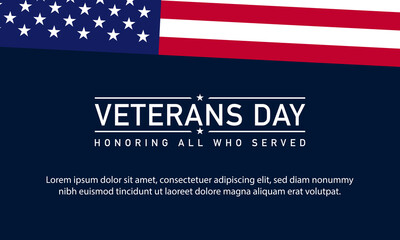Veterans Day Background Design with American Flag Illustration.