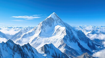 Majestic Mountain Range Under Clear Blue Sky