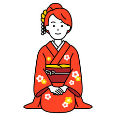 Fototapeta premium 着物で正座する女性