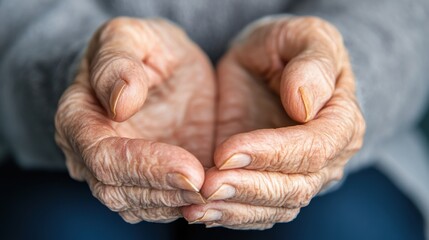 Fototapeta premium Close-Up of Elderly Hands Displaying Care and Wisdom