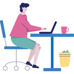 Home office work icon vector man front of laptop