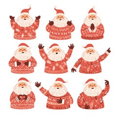 Collection of Christmas Santa Claus  - Hand drawn