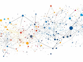 Flat Glossy White Background with Interconnected Network Nodes: A Simple Vector Illustration Showcasing Business Community Connectivity and Ample Copy Space