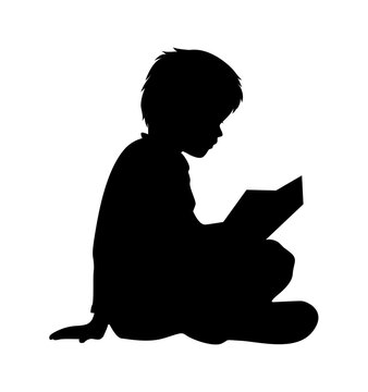 recommend clip art: Silhouette of Boy Reading a Book