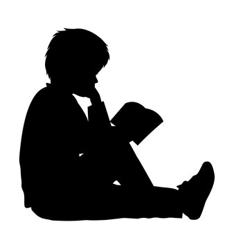 recommend clip art: Silhouette of Boy Reading a Book