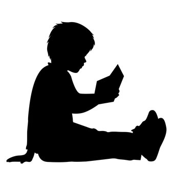 recommend clip art: Silhouette of Boy Reading a Book
