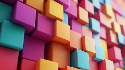 Obraz premium Multicolor boxes abstract background 3D render illustration. 