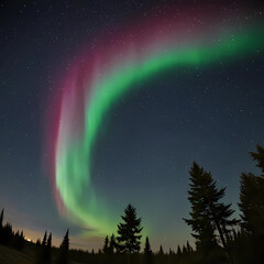 Spectacular green aurora borealis lights up the night sky