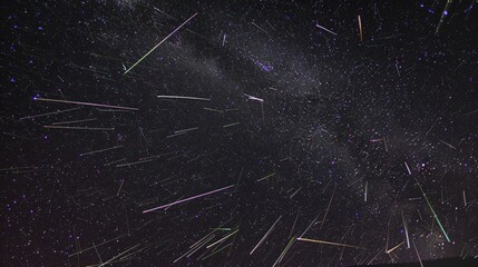 High-definition photo of a meteor shower